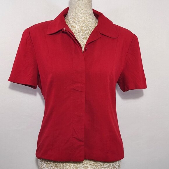 Talbots Women's Size 4 Red Linen Blend Short Sleeve Pencil Skirt Suit Office - Picture 5 of 16
